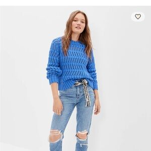 AE Open Knit Sweater Blue Size Large NWT